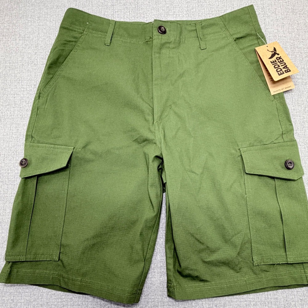 Eddie Bauer Dunite 10 Cargo Shorts Mens 30 Bronze Green Ripstop EB014235 NWT